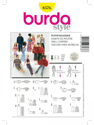 Patron Burda 8576 - Vtements de poupe style Barbie