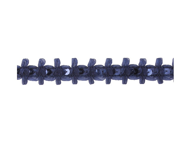Galon Mousseline avec un nœud+paillettes 25mm bleu marine
